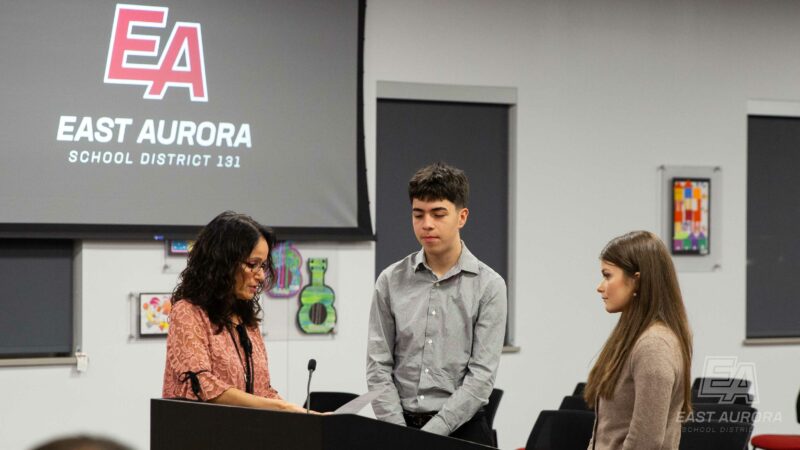 Kevin Martinez and Karina Villagran being sworn in.